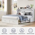 thumbnail image 6 of ijuicy Murphy Bed with Charging Station and Storage Drawer, Solid Wood Cabinet Bed Queen Size with Mattress, Cube Chest Bed for Guest Room/Office-White, 6 of 10