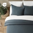 thumbnail image 4 of EverGrace 100% Cotton Quilt Queen Size, Pre-Washed Modern Grid Stitch Lightweight Bedspread Coverlet for All Season, Oversized 3-Piece Bedding Set with 2 Pillow Shams, Midnight Blue, 4 of 8