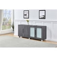 thumbnail image 2 of Walnut Wrapped 4 Door Wood Cabinet Server with Frosted Glass Doors, 2 of 5