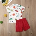 thumbnail image 3 of Kiapeise Toddler Boy Short Sleeve Dinosaur Shirt Tops + Shorts Summer Outfits, 3 of 6