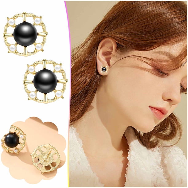 HomeKingdee Ladies Fashion Pearl Diamond Round Earrings - Multicolor Alloy Earrings for Women Gift Giving and Daily Wear