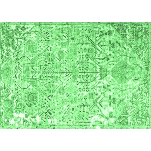 Ahgly Company Indoor Rectangle Persian Emerald Green Traditional Area Rugs, 5' x 7'