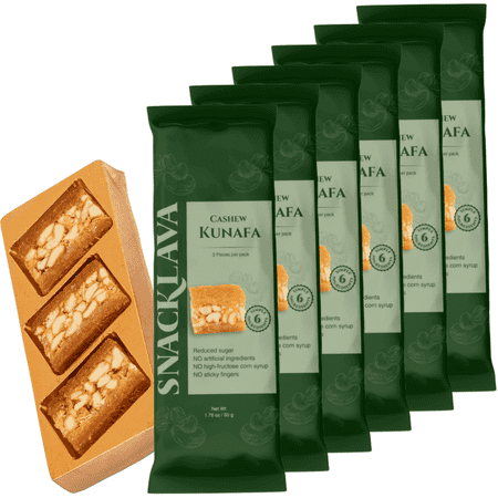 Snacklava Cashew Kunafa – 6 Pack (18 Pieces) – No Artifical Ingredients Colors or Preservatives – Premium Handmade Pastries