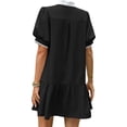 thumbnail image 2 of Short Sleeve Women Color Block V Neck Ruffle Mini Dress, 2 of 6