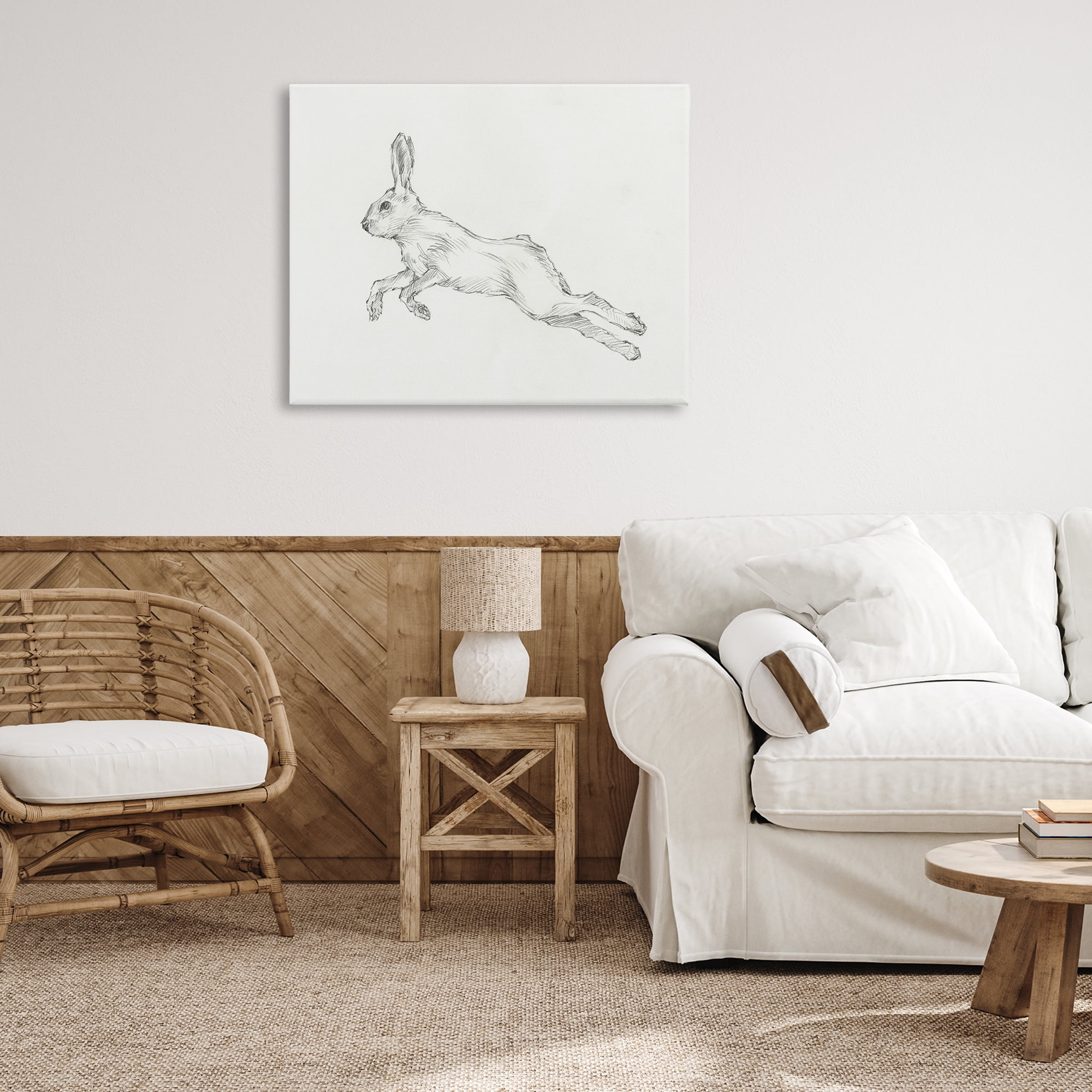 Stupell Industries Rabbit Hopping Sketch Animals & Insects Drawing Gallery Wrapped Canvas Art Print Wall Art, 40 x 30