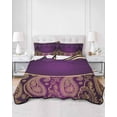 thumbnail image 3 of Purple Boho Floral Twin XL Size Down Alternative Comforter, Lightweight Comforter Quilt Bedding Set with Pillow Shams Vintage Ethnic Tribal Abstract Art All Seasons Bed Comforter Duvet Insert 68"x98", 3 of 7