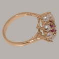 thumbnail image 4 of LBG British Made 10k Rose Gold Real Natural Ruby & Cultured Pearl Womens Engagement Ring - 33 size options - Size 8, 4 of 6