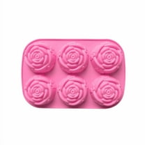BiFandian 6-Cavity Reusable Cake Mold, Silicone Chocolates Jelly Mold, 3D Non-stick Rose Flower Shaped Fondant Mould for Home Kitchen
