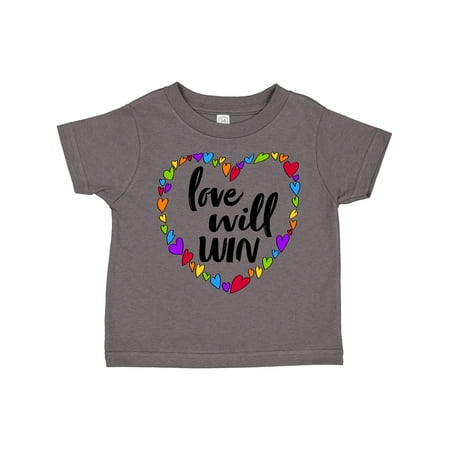 

Inktastic Love Will Win- Pride Rainbow Hearts Gift Toddler Boy or Toddler Girl T-Shirt