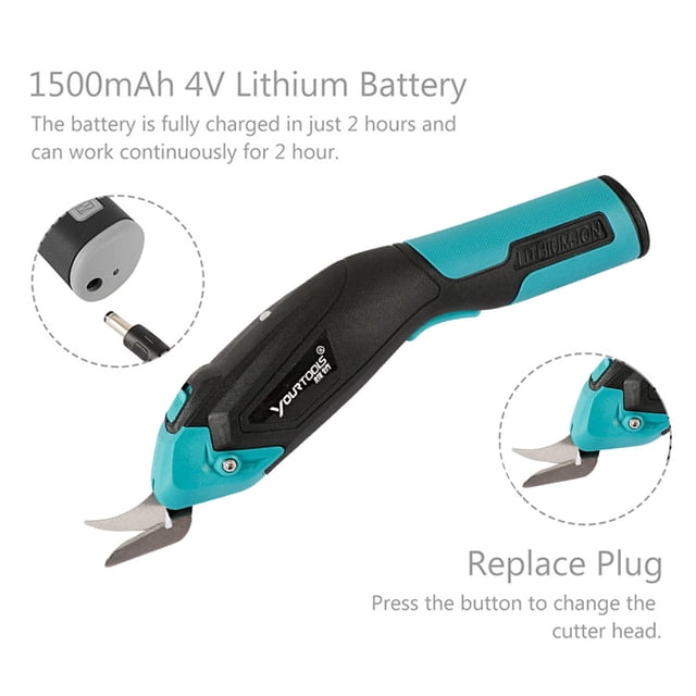 Tijeras de tela eléctricas inalámbricas portátiles, de cajas USB para alfombras de material cuero, manualidades, , tijeras para álbumes de , Azul negro perfecl Tijeras eléctricas