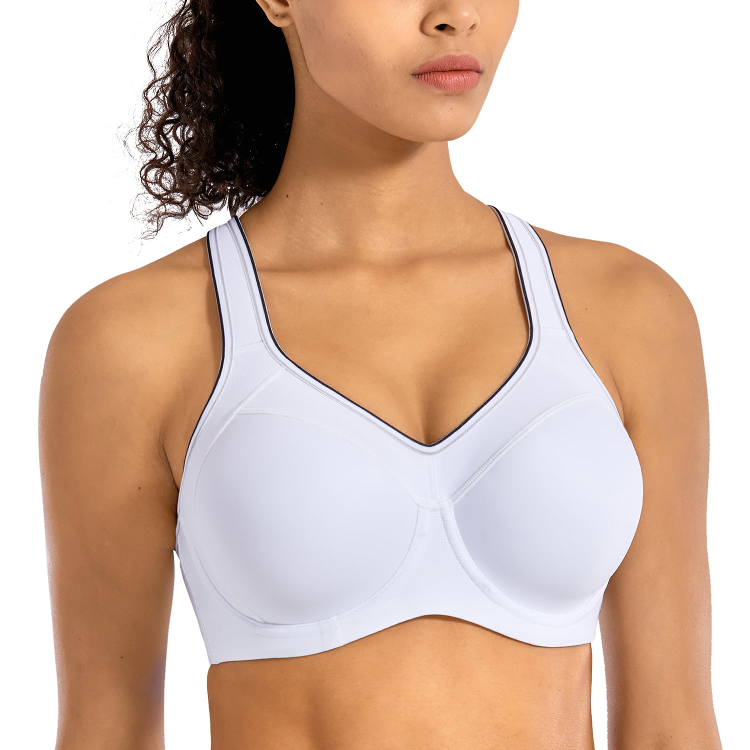 SYROKAN Womens Full Support High Impact Racerback Lightly Lined Underwire Sports Bra