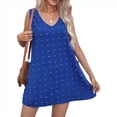 thumbnail image 2 of Vestido Informal de Verano para Mujer, con Lunares, Cuello en V, Sin Mangas y Bolsillos, Azul XL, 2 of 8