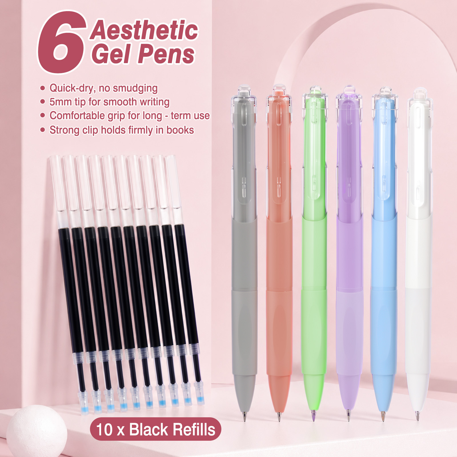 Set de útiles escolares aesthetic MoKo de 59 piezas con cartuchera, para adolescentes y universidad, rosa 6