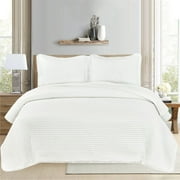 CHD Home Textiles Sunnyvale Fringe Quilt Set Full/Queen White