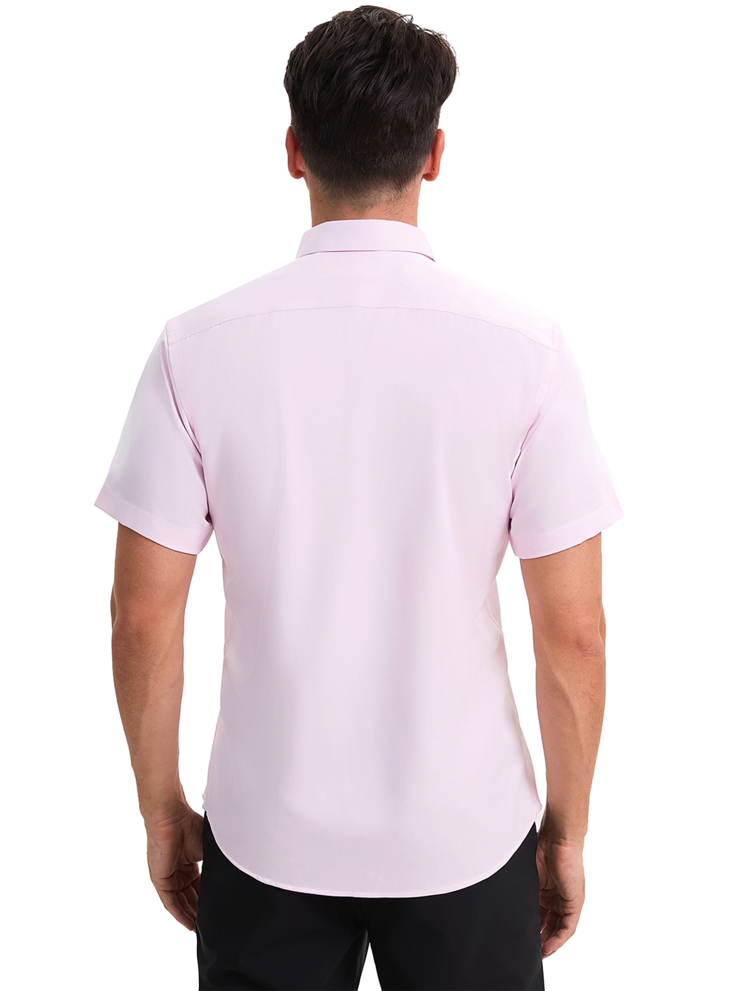 Unique Bargains Men's Short Sleeve Lightweight Business Formal Button Down Shirt XXL Pink