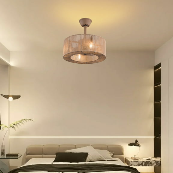 YIYIBYUS 18Inch Ceiling Fan with Light Semi Flush Mount Remote Fan Light Timing Function for Living Rooms, Bedrooms, Study Rooms