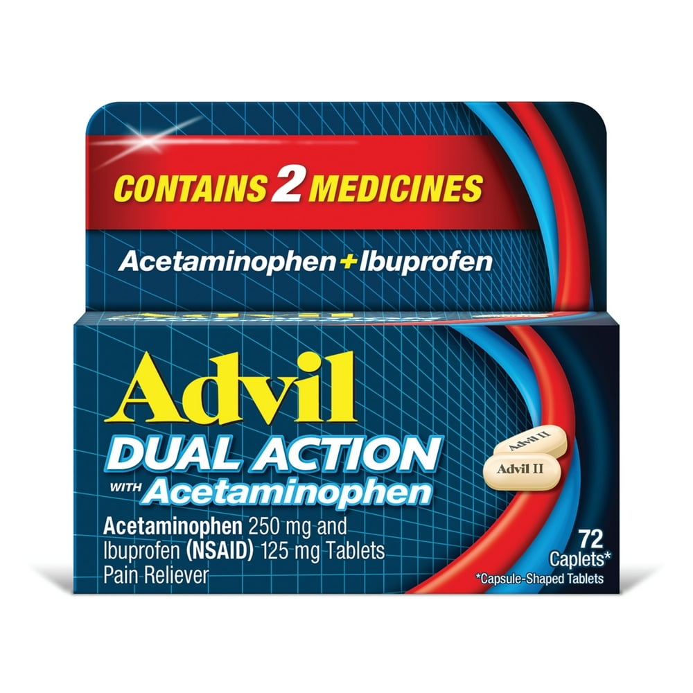 Advil Dual Action Ibuprofen and Acetaminophen Pain Relief Coated