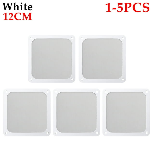 1-5PCS Soft Magnetic Frame Dust Filter PC Case Cooling Fan Nylon Dustproof Mesh Cover Net Guard Power Supply Anti-dust Net White 12cm 2pcs