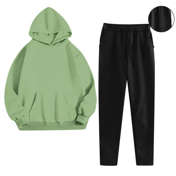 Womens 2 Piece Fall Outfits Loungewear Hoodie Oversized Sweatshirt Jogger Sweatpants Tracksuit Sweatsuit Set with Pockets New 2 Piece Travel Sets for Women Mint Green XXL