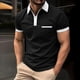 thumbnail image 1 of pstuiky camisetas camisas para hombre, Camisa deportiva de manga corta con solapa y cremallera a rayas para hombre ropa de hombre m, 1 of 7
