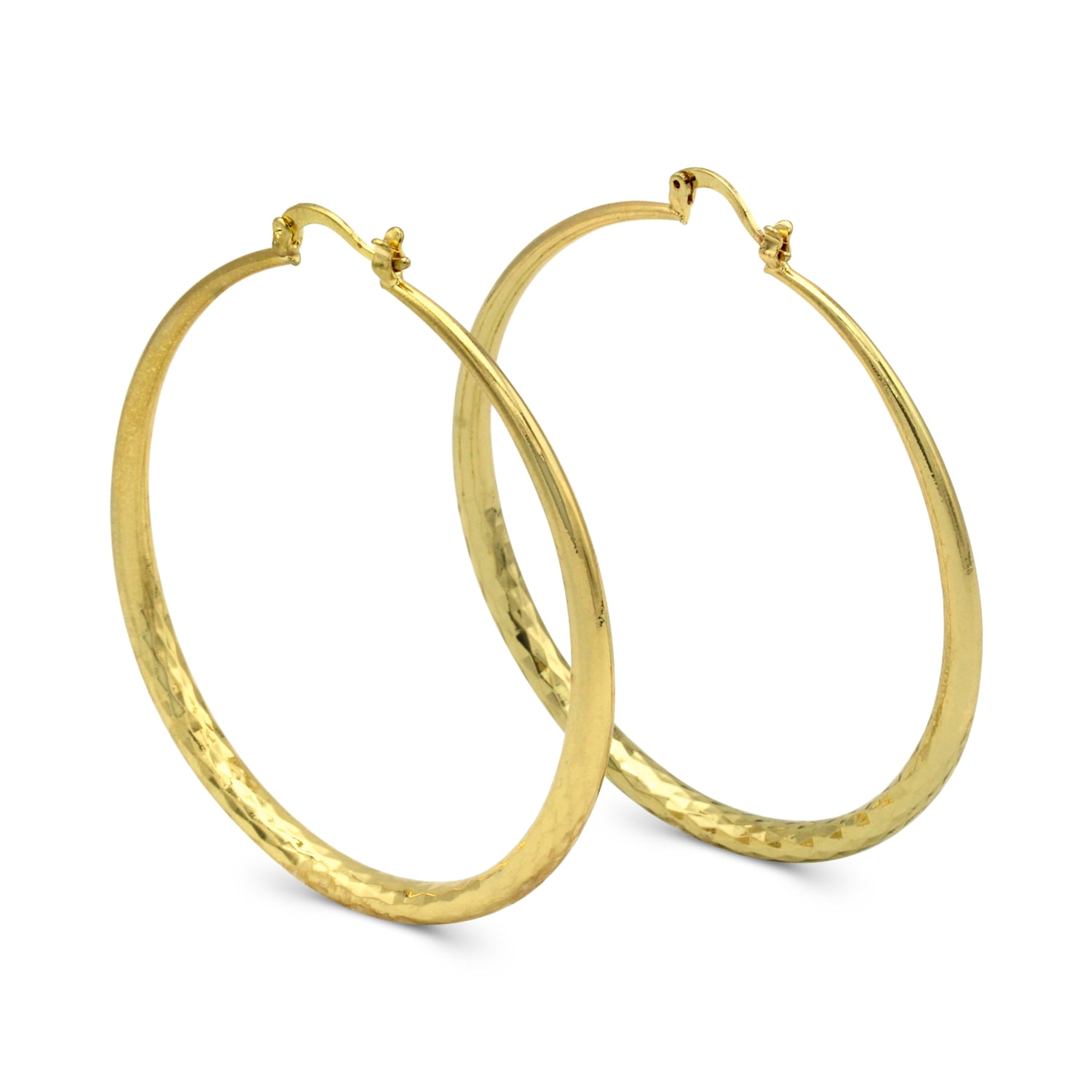 BéBérlini Hoop Earrings Hinged Snap 14K Gold Plated 4.5 mm Thick