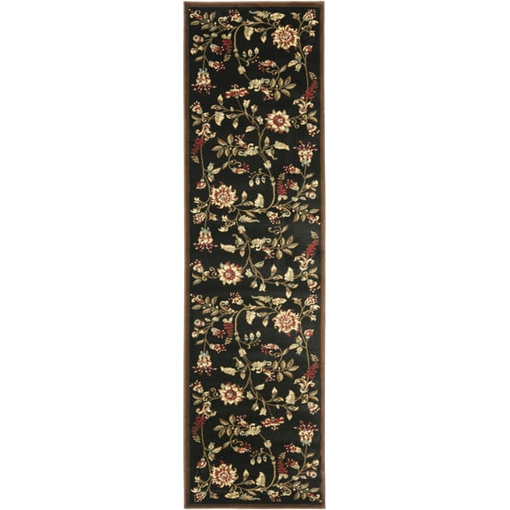 SAFAVIEH Lyndhurst Milo Floral Border Runner Rug, Black/Multi, 2'3" x 12'