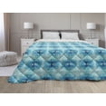 thumbnail image 1 of Abstract Down Alternative Comforter, Continuous Swirls Circle Elements Retro Traditional Fashion Pattern, Microfiber Quilt for All Season, 5 Sizes, Sea Blue and Pale Green, by Ambesonne, 1 of 3
