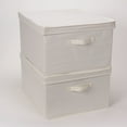 thumbnail image 7 of Household Essentials Large Storage Box with Lid, Poly-Cotton Canvas, Fully-Removable Lid, Front Handle, Solid Sides, Stackable, Foldable for Storage, Perfect fit for Standard Shelving, Natural, 7 of 7