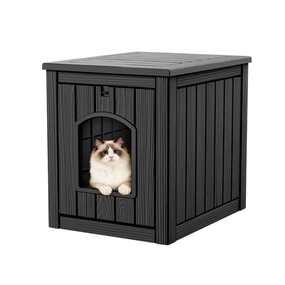 MAYEERTY Dual-Use Indoor Cat House & Litter Box Enclosure, Wood-Textured Litter Hideaway Furniture