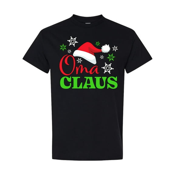 Inktastic Oma Claus with Christmas Santa Hat and Snowflakes T-Shirt