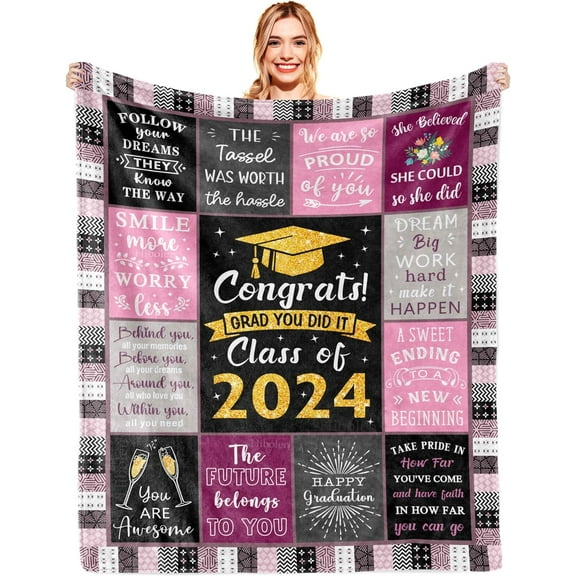 Graduation Gifts, 2024 Graduation Gifts for Her, College/High School Graduation Gifts for Women/Girls, Graduation Gift, Masters Degree/Phd Graduation Gifts, Graduate Gifts Blanket 50"X60"