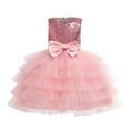 thumbnail image 2 of Fesfesfes Toddler Baby Girl Fashion Sleeveless Bow Princess Dress Girls Skirt Party Formal Dress Mesh Lace Dress On Sale, 2 of 7