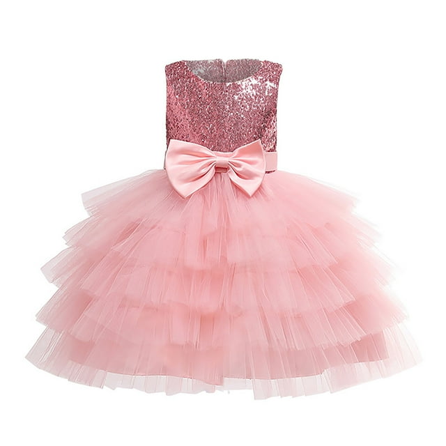 EGNMCR Jupe pour Filles Tout-Petits Bébé Fille Mode Manches Courtes Robe Princesse Nœud Jupe de Fête Robe Formelle Robe en Dentelle Robe Fille