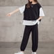 thumbnail image 3 of Minnieouse Conjunto de ropa de verano para niñas, camiseta de manga corta de estilo informal para niños, pantalones de moda, ropa, chándal, conjuntos de ropa Negro 150cm, 3 of 6