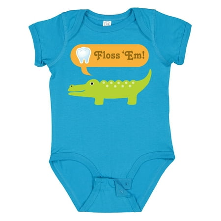 

Inktastic Funny Alligator Floss Em Tooth Gift Baby Boy or Baby Girl Bodysuit