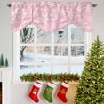 thumbnail image 3 of Christmas Snowflake Tie Up Valances Curtain, Retro Abstract Winter Pink Texture Adjustable Rod Pocket Short Window Treatment Tie Up Curtains Valances for Kitchen Living Room Bathroom 54x18 Inches, 3 of 9