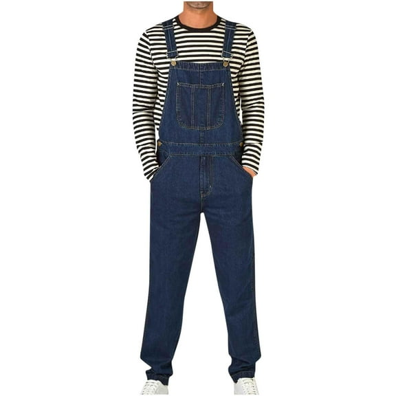 Dovford Men's Bib Overall Big and Tall Denim Overalls Casual Duck Bib Overall Regular Fit Fashion Jean Jumpsuit with Pockets