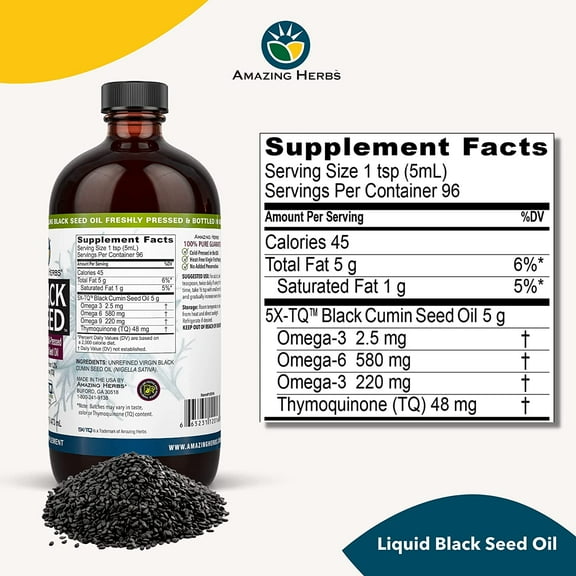 Amazing Herbs Black Seed Oil- 16 fl oz (2 Pack)