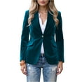 thumbnail image 5 of Women's Velvet Blazer Suit Jackets Business Casual Button Up Fall Winter Outerwear Work Office Coats 2025 Cyan S, 5 of 5