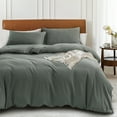 thumbnail image 7 of PURE ERA Ultra Soft Jersey Knit Solid Duvet Cover 3pc Set 100% T-Shirt Cotton (King, Dark Greenish Gray), 7 of 7