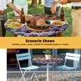 thumbnail image 6 of Elastic Fitted Round Tablecloth, Purple Brown Waterproof Stretch Table Cover for 36"-44" Tables, Rustic Farmhouse Dog Paw Vintage Washable Outdoor Tablecloths for Patio, Picnic, Camping, 6 of 9