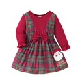 thumbnail image 2 of NAISIBABY Girls Red Plaid Dress, Cotton Ruffled Long Sleeve Casual Holiday Princess Dress Red 5-6T, 2 of 6