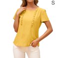 thumbnail image 1 of Camiseta de mujer Verano Cuello redondo Manga corta Casual Top suelto, Amarillo, S Eigraketly AP001321-05, 1 of 7