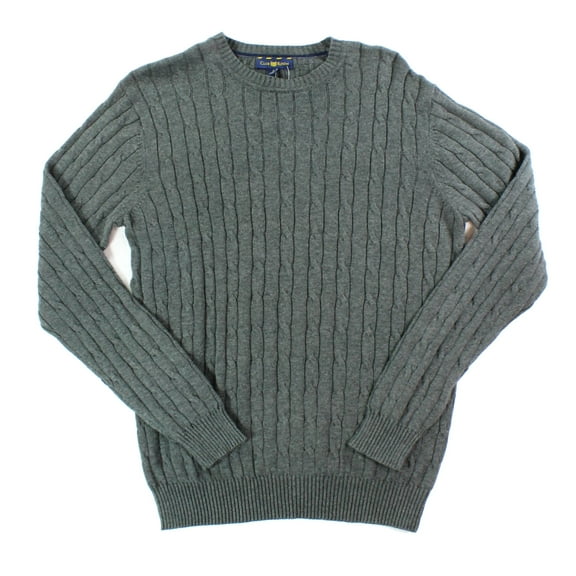 Club Room Mens Cable Knit Pullover Sweater, Grey, Small