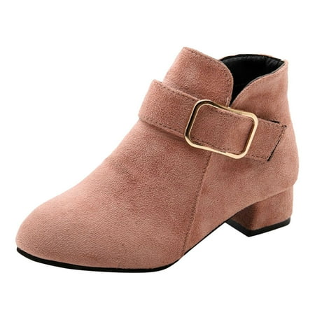

KaLI_Store Toddler Girls Combat Boots Waterproof Winter Snow Chelsea Booties Short Ankle Boots Z3-Pink 1.5
