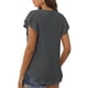 thumbnail image 4 of Fiudx Camisetas para Mujer Camiseta de Manga Corta con Volantes y Cuello Redondo Liso para Mujer Top/Camisa de Cuello Redondo de Manga Corta, 4 of 4