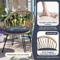 thumbnail image 3 of 3-Piece Outdoor Furniture Sectional Sofa Set,Patio PE Wicker Conversation Sets with Beige Cushions,Top Glass,Lounge Chair for Garden, Deck, Poolside, 3 of 7
