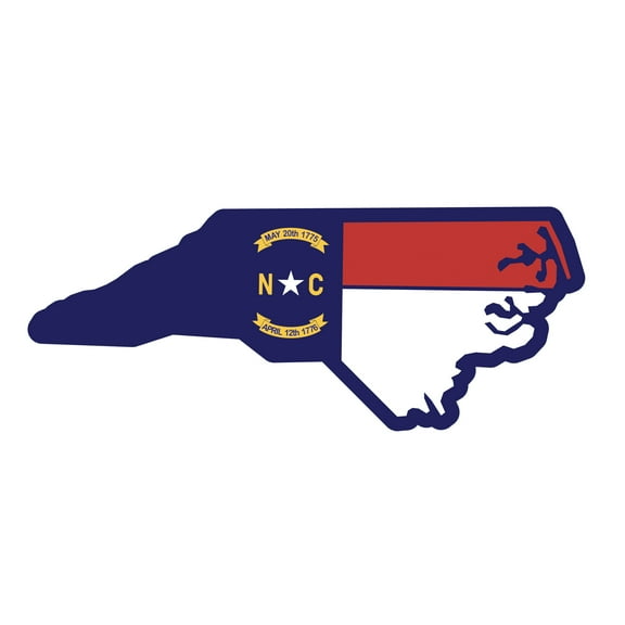 Auto Drive North Carolina State Vinyl Auto Decal, Multicolor, 7.25” x 3”