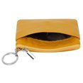 thumbnail image 3 of Monedero de piel auténtica para mujer, minimonedero con llavero, color amarillo, 3 of 5