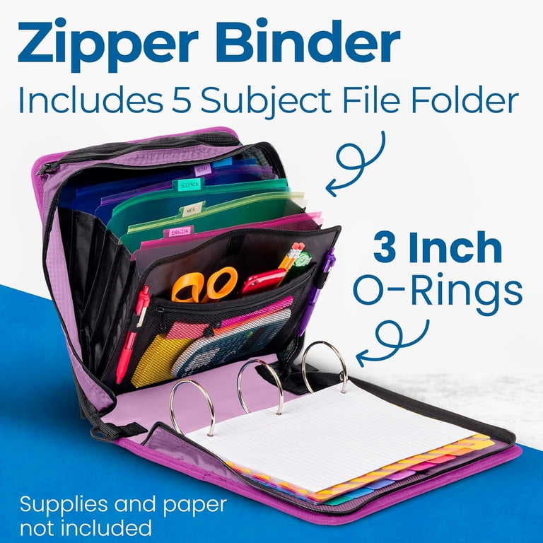 Case-it, Zipper Binder, 3 Inch, 600 Sheet Capacity, Summer Plaid